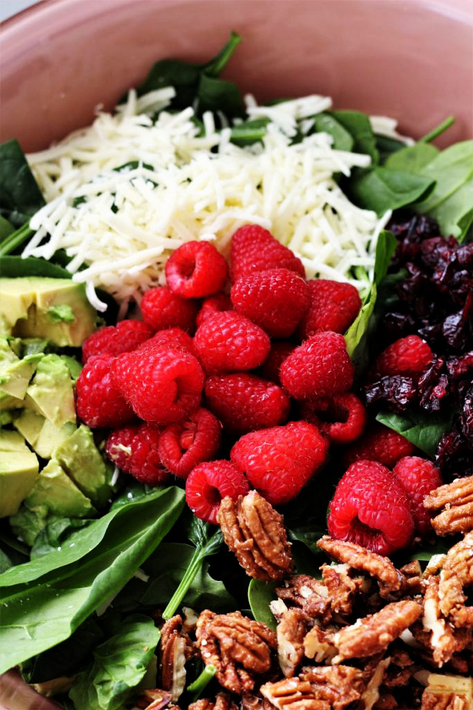 Raspberry Avocado Spinach Salad with Poppy Seed Dressing