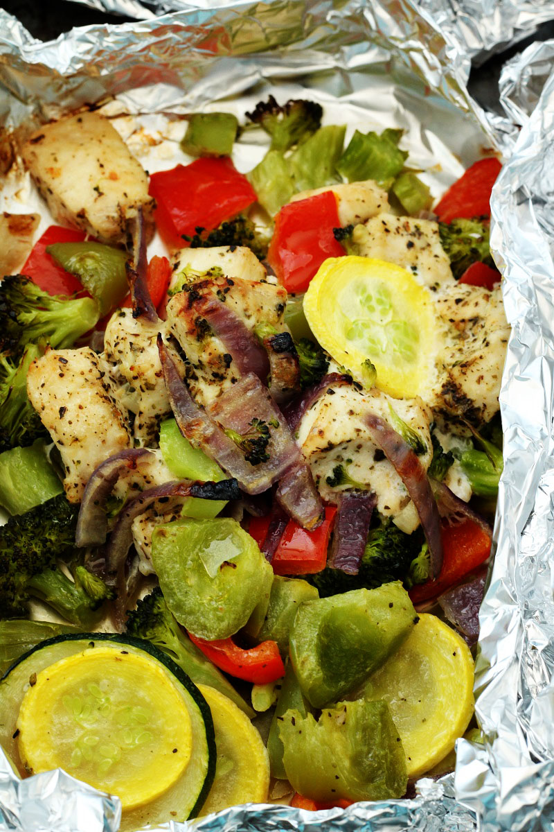 Easy Italian Chicken and Veggies Foil Dinners