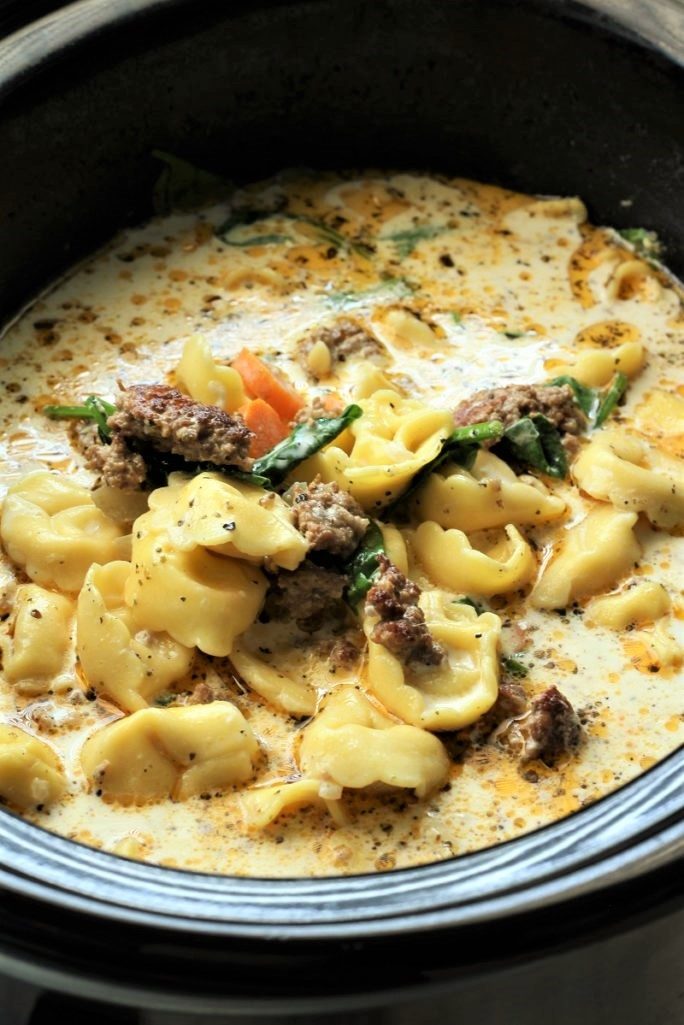Crock Pot Creamy Tortellini Soup - My Recipe Treasures