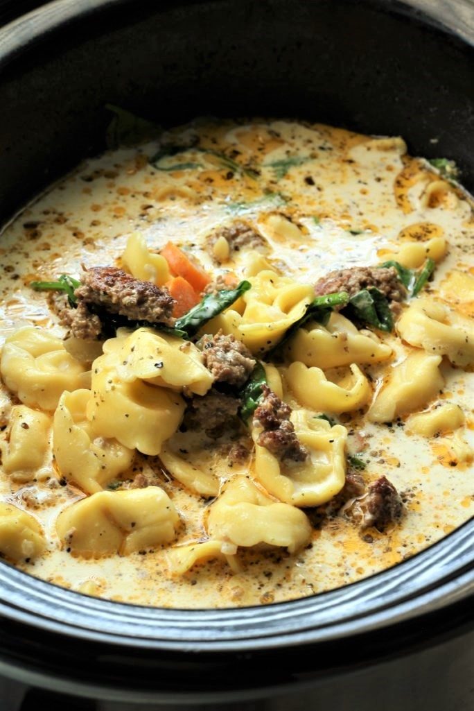 Crock Pot Creamy Tortellini Soup - My Recipe Treasures