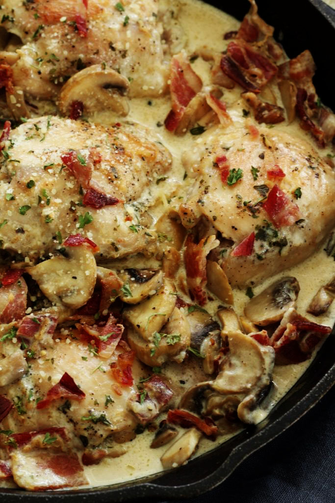 Creamy Parmesan Mushroom Chicken With Bacon