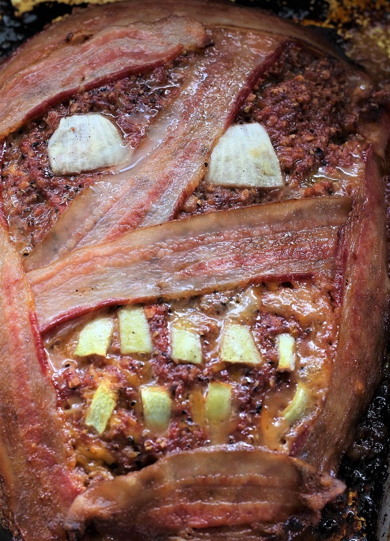 Bacon Wrapped Mummy Meatloaf